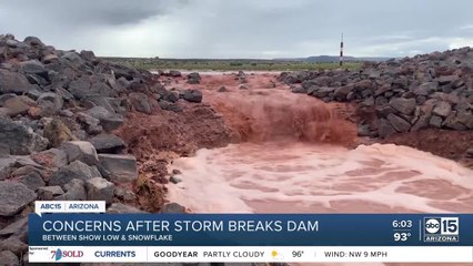 Concerns after storms break dam near Show Low