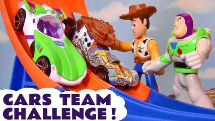 Pixar Cars Team Challenge with Toy Story Lightyear Cartoon For Kids and Children