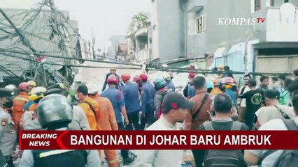 BREAKING NEWS! Sebuah Bangunan di Johar Baru Ambruk, Reruntuhan Menutup Akses Jalan Sekitar