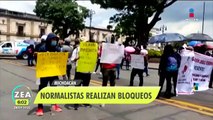 Normalistas realizan bloqueos en Michoacán por estudiante atropellado