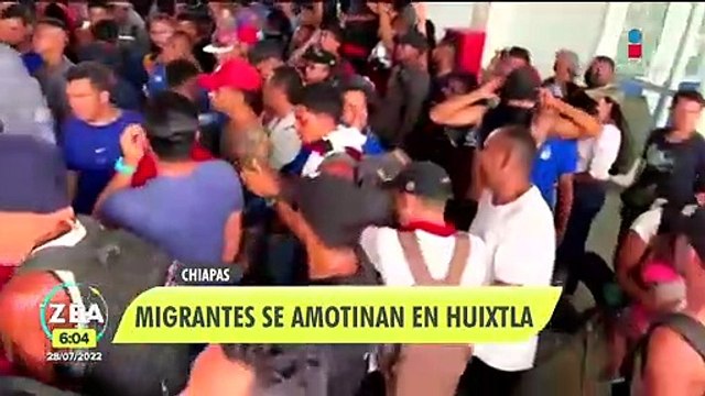 Migrantes se amotinan en Huixtla, Chiapas