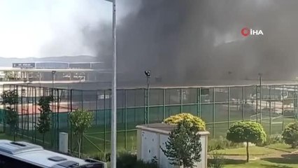 Konteyner tuvalet alev alev yandı