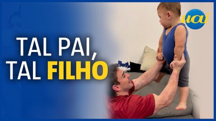 Filho de Arthur Zanetti brinca de ginástica artística