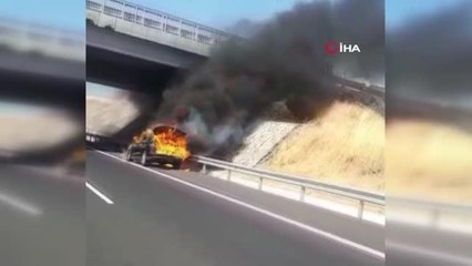 Gurbetçi ailenin otomobili yandı