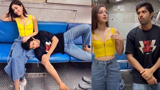 Vijay Devarakonda Ananya Pandey की Lap में rest करते Mumbai Local Train Video Viral *Entertainment