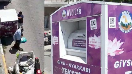 İstanbul’da giysi kumbarasından hırsızlık kamerada