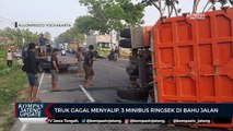 Truk Gagal Menyalip, 3 Minibus Ringsek di Bahu Jalan Kulon Progo