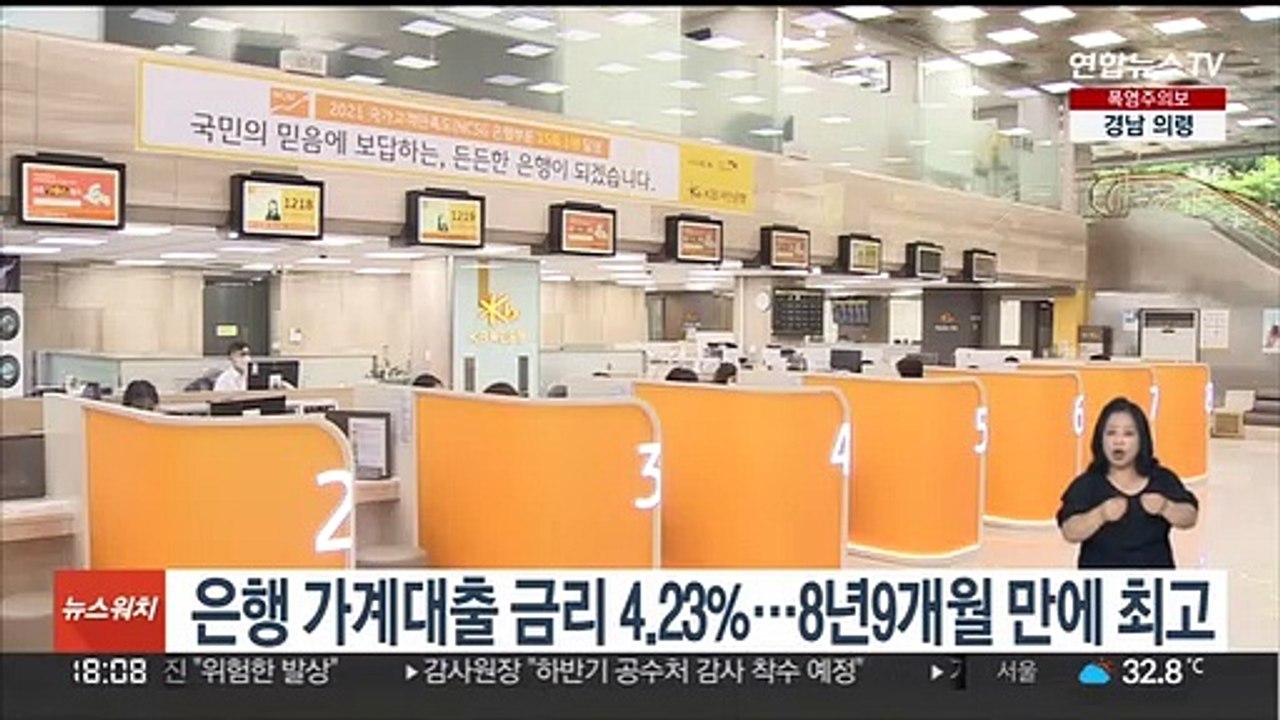 은행 가계대출 금리 4.23%…8년9개월 만에 최고