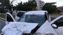 Colisão entre caminhão betoneira e carro deixa um ferido em Florianópolis