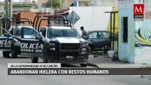 En Cancún, abandonan hielera con restos humanos
