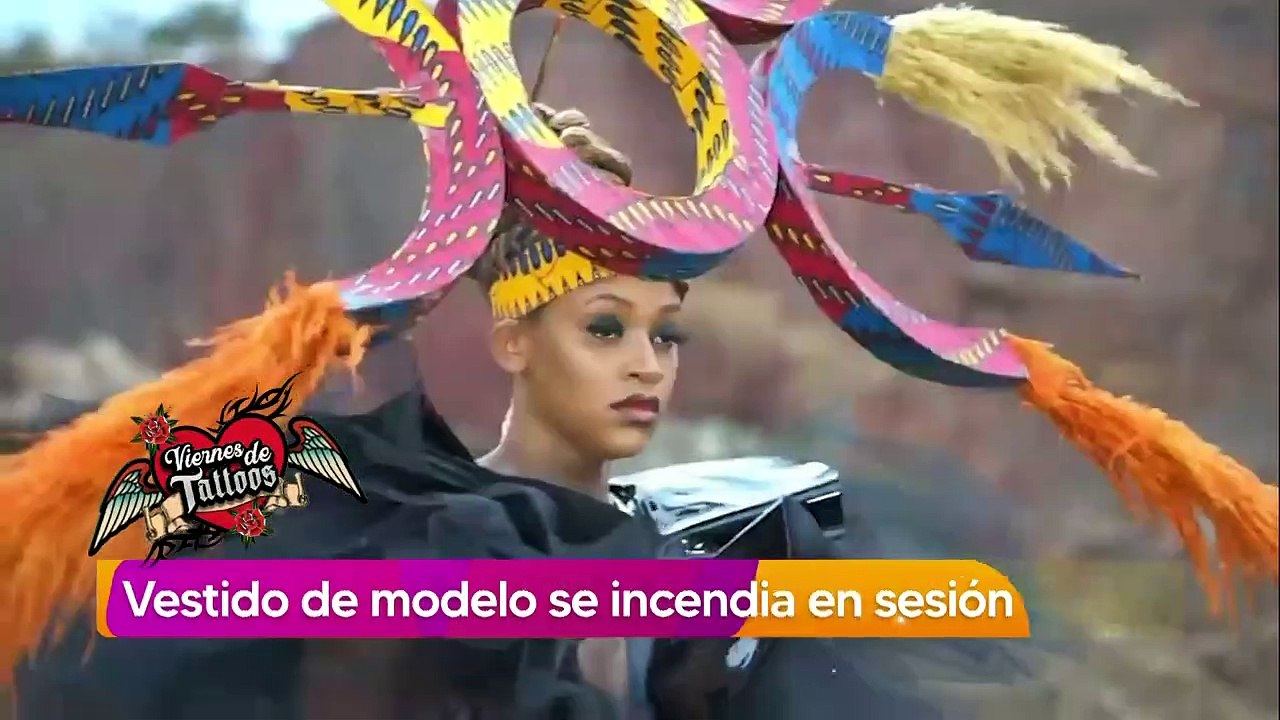 Vestido de modelo se incendia durante sesión de...