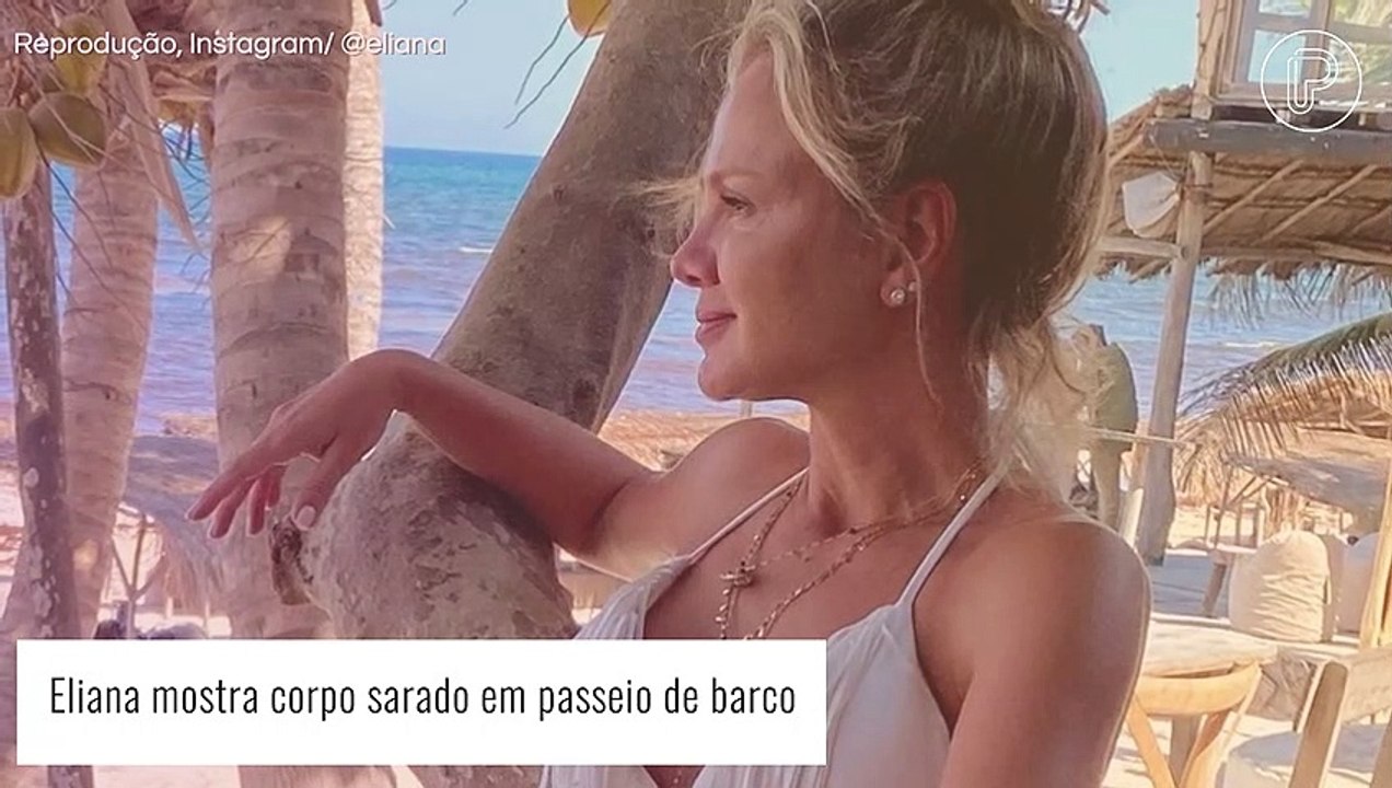 Eliana mostra barriga chapada em biquíni fio-dental de lacinho em passeio de barco. Foto!