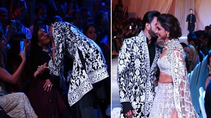 Ranveer Singh ने अपनी मां के छुए पैर, सभी के बीच किया Kiss, Deepika Padukone के साथ किया Ramp Walk