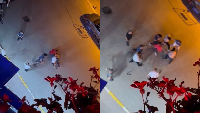 Avcılar’da tekmeli tokatlı laf atma kavgası kamerada