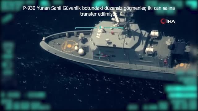 Yunanistan tarafından itilen düzensiz göçmenler Sahil güvenlik unsurlarınca kurtarıldı