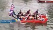 Competitors taking part in the raft race at Maidstone River Festival