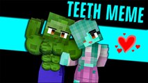 TEETH DANCE MEME - MINECRAFT ANIMATION - PINK ZOMBIE GIRL - FUNNY MONSTER SCHOOL #short