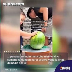 Viral! Usai Lihat Konten Serupa, Pria Ini Coba Pecahkan Semangka dengan Karet Gelang