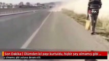 Son Dakika | Ölümden kıl payı kurtuldu, hiçbir şey olmamış gibi yoluna devam etti... Kontrolden çıkan araç duvara çarparak böyle takla attı