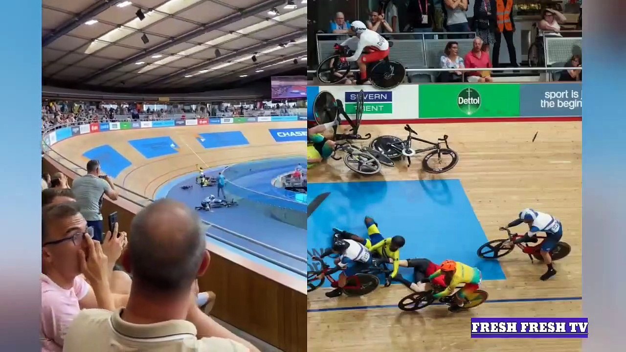 Regardez l'incroyable accident qui s'est produit hier quand un cycliste s'est "envolé" de la piste et a atterri dans le public faisant plusieurs blessés