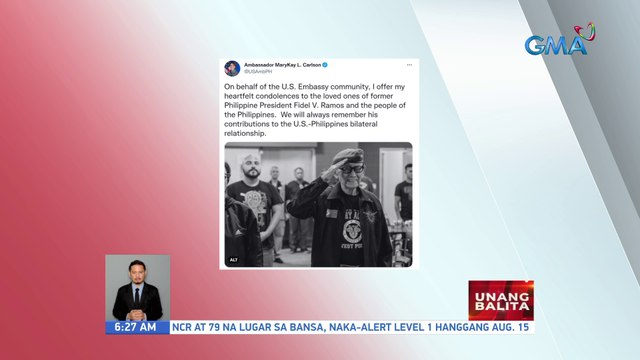 Ilang official ng ibang bansa nagpaabot ng pakikiramay sa pagpanaw ng dating Pres. Fidel V. Ramos | UB