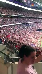 England fans and players celebrate winning Euro 2022