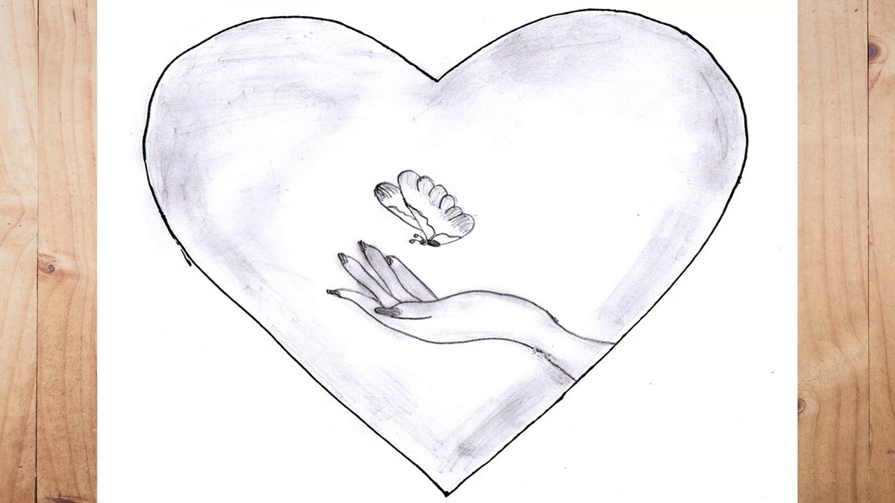 Drawing love with Butterfly | Hand Drawing With Love | Pencil Drawing | Hand Drawing with Butterfly