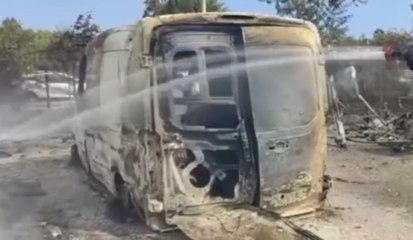 San Gregorio di Catania (CT) - In fiamme automezzi in un'officina (01.08.22)