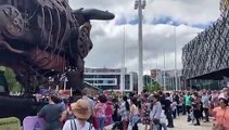 Crowds flock to see the Brummie Bull in Centenary Square after the Birmingham 2022 Commonwealth Games Opening Ceremony