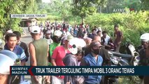 Truk Trailer Terguling Timpa Mobil 3 Orang Meninggal