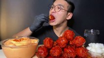ASMR SPICY FIRE SAUCE FRIED CHICKEN MUKBANG COOKING EATING SHOW