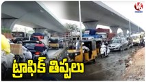 Public Facing Problems With Massive Traffic Jam At Rajendra Nagar | Hyderabad | V6 News