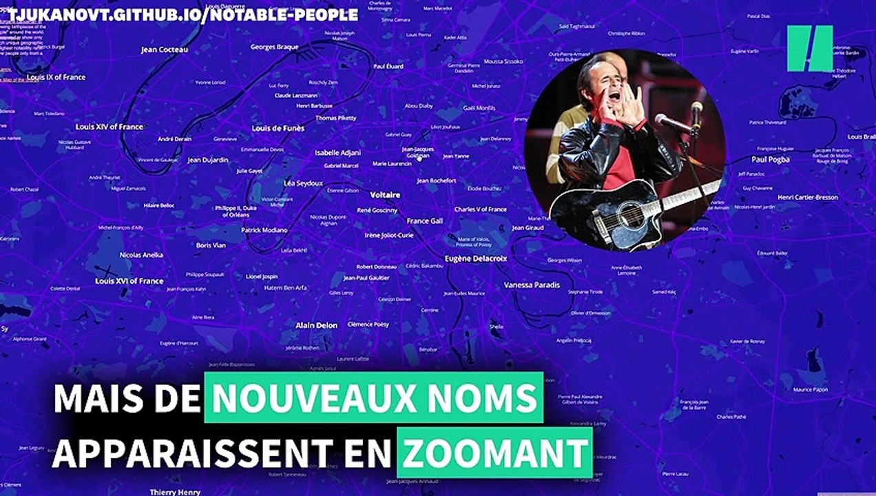 Cette carte interactive donne les personnes les plus célèbres de chaque ville