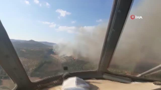 İzmir haber: İzmir'de ziraat arazisindeki yangına havadan ve karadan müdahale ediliyor