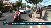 Diduga Sopir Mengantuk, Mobil Pikap Tabrak Pura di Gianyar Bali