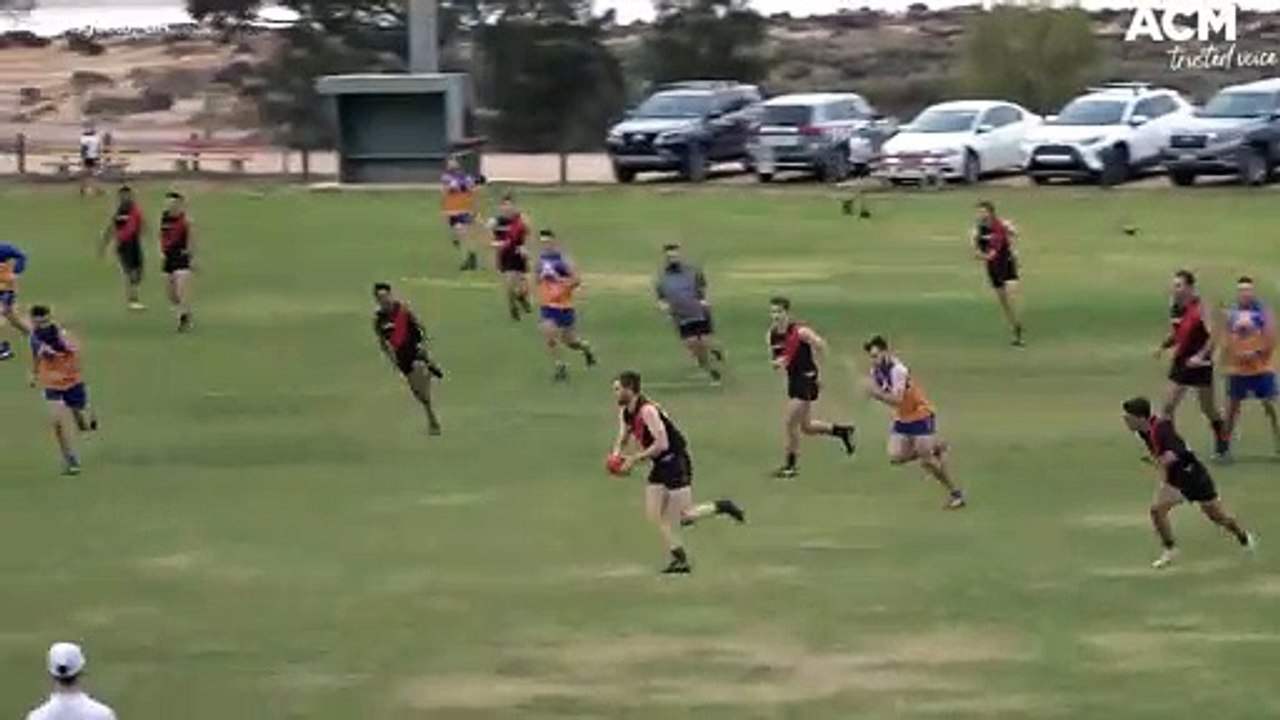 Central Augusta's Eddie Grover takes six bounces along the win against the Lions | August 2, 2022 | Port Pirie Record