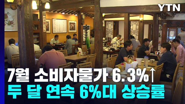 7월 소비자물가 6.3%...두 달 연속 6%대 상승 / YTN