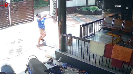 Man Is Caught by His Brother After Falling From a Balcony