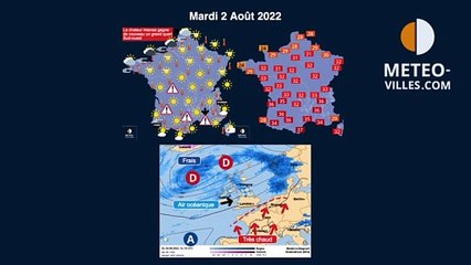prévisions météo du mardi 2 août 2022