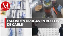 Aseguran 16 paquetes de cocaína ocultos en rollos de cable en Chiapas