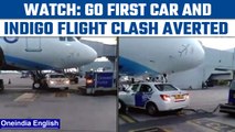 IGI Airport: Go First car ends up below IndiGo flight's nose, accident averted | Oneindia news *News