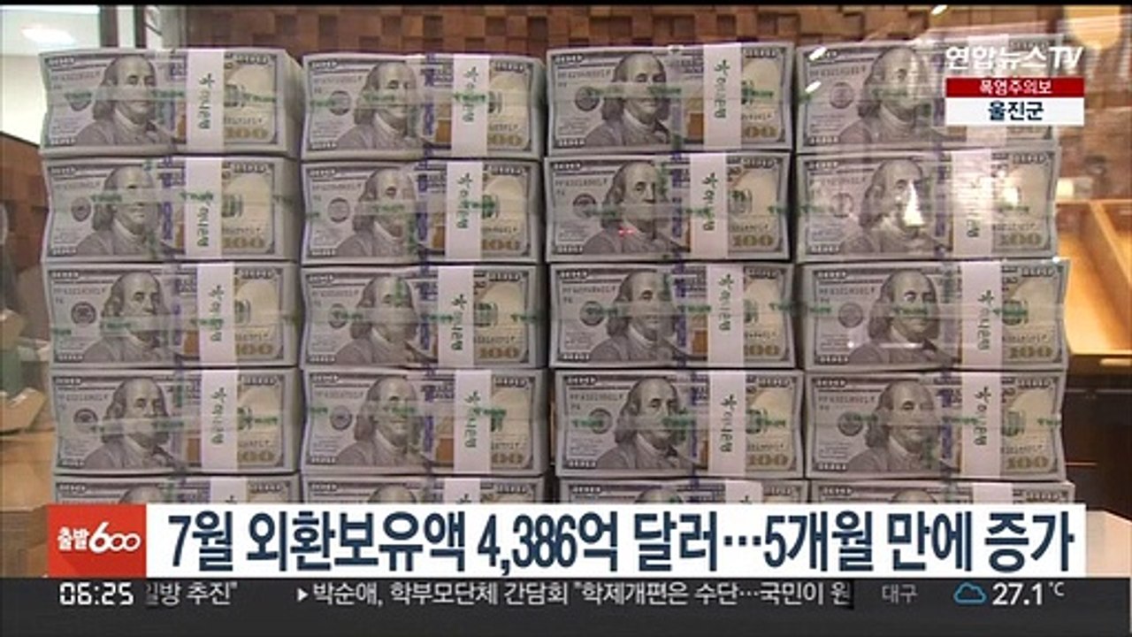 7월 외환보유액 4,386억달러…5개월 만에 증가