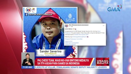 PHL Chess Team, wagi ng 4 na gintong medalya sa 11th ASEAN Para Games sa Indonesia | UB