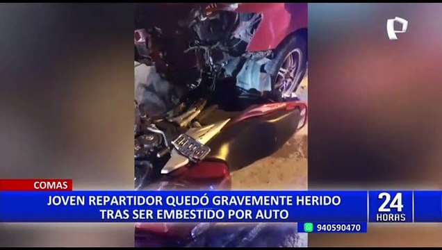 Comas: repartidor de delivery queda grave tras ser embestido por auto