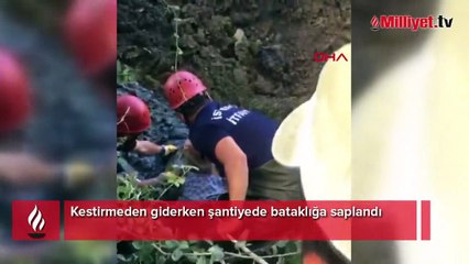 Kestirmeden gitmek istedi, bataklığa saplandı