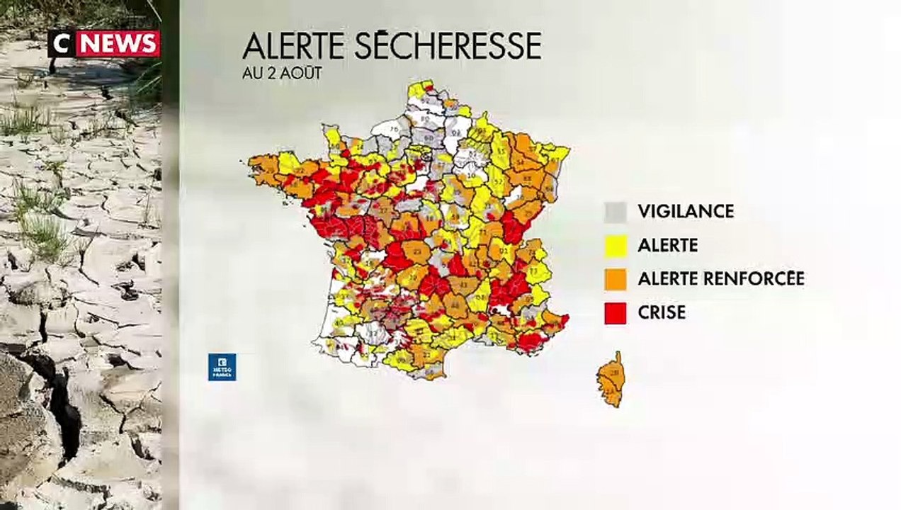Canicule -  La 3e vague de chaleur estivale qui traverse la France n'est pas sans conséquence: Le pays est désormais entièrement frappé par la sécheresse - VIDEO