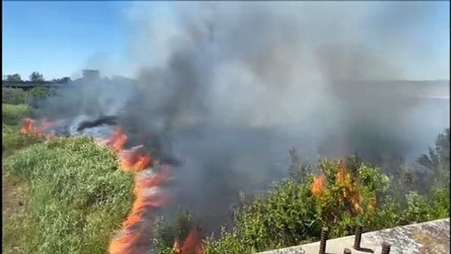 L'incendio in Fipili: fiamme lungo la strada, intervengono gli elicotteri