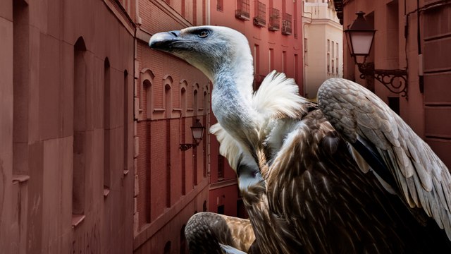La Policía rescata un buitre en pleno centro de Madrid
