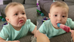'7-month-old baby has mixed feelings after tasting lemon popsicle for the first time'