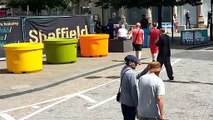 Sheffield council reveals large colourful flower pots are for... flowers.